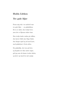 Hulda Lütken - Tre gule liljer